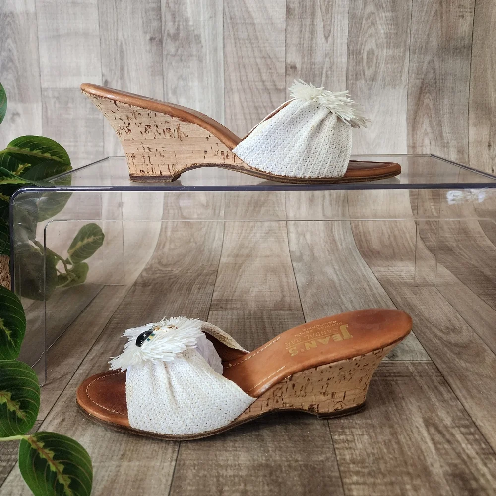 Fredelle for Jean's Sandal Bar Vintage Raffia Slide Sandals Size 8N - Picture 4 of 16